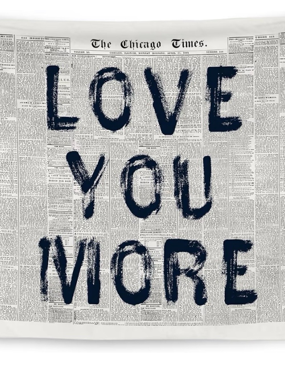 Love You More Text Wall Tapestry - Navy on Cream